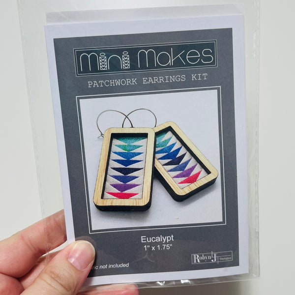 Rectangle Patchwork Earrings Kit and Pattern - Eucalypt