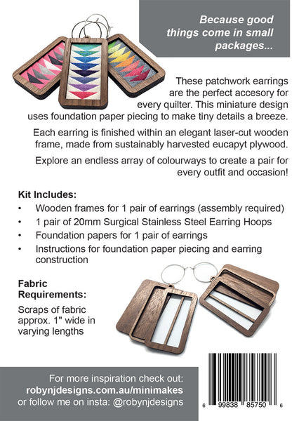 Rectangle Patchwork Earrings Kit and Pattern - Eucalypt