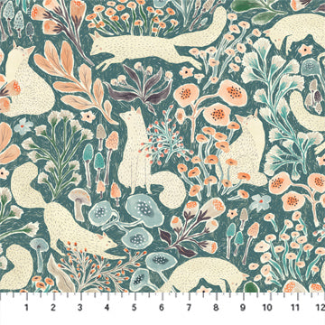 Thicket & Bramble - Floral Foxes on Chartreuse – The Common Thread