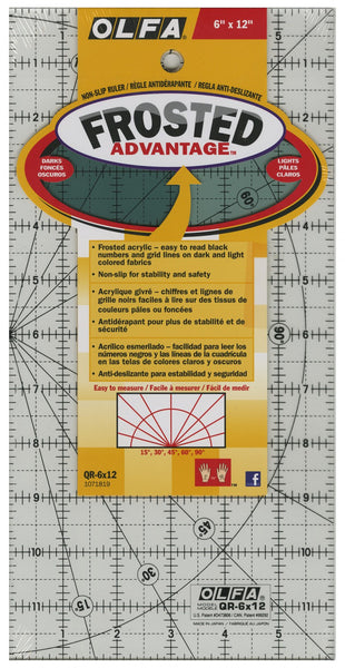 6”x12”  frosted non-slip ruler - OLFA