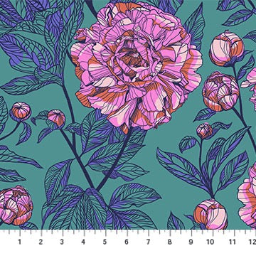 Peony in Jade - Indelible 108" wideback
