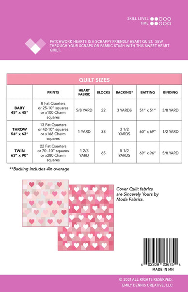 Patchwork Hearts quilt pattern