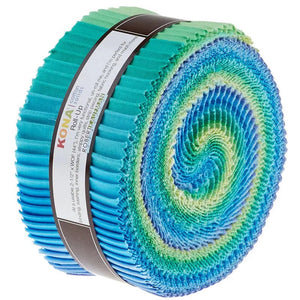 Kona cotton solids Roll-up - 2.5" strips in Mermaid Shores