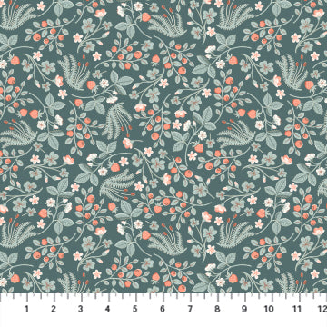 Festive Fauna - Undergrowth on teal