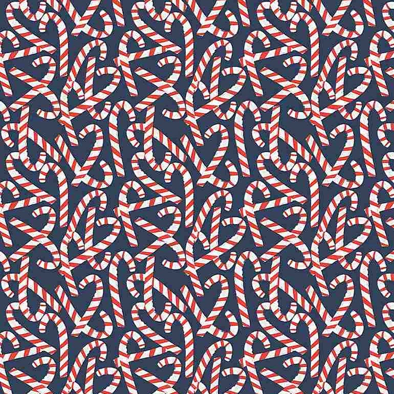 Candy Canes - Navy - 1 metre cut