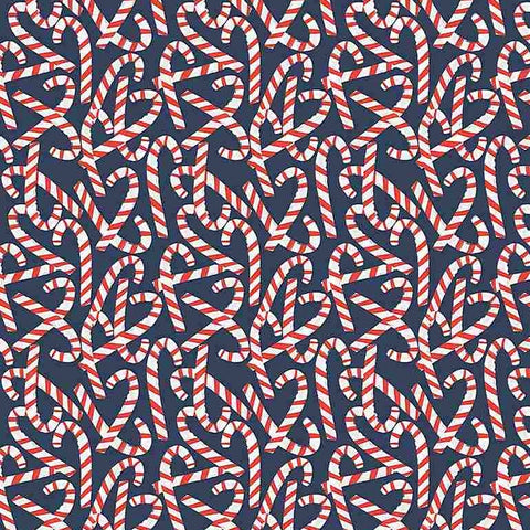 Candy Canes - Navy - 1 metre cut