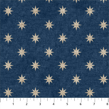 Terra - Navy Stars cotton/linen blend
