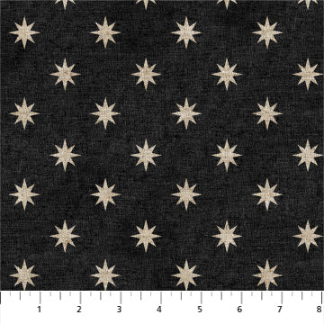 Terra - Natural Stars on Black - cotton/linen blend