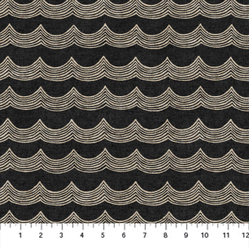 Terra - Natural Waves on Black - cotton/linen blend