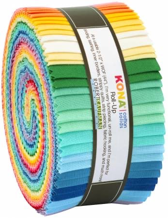 Kona cotton solids Roll-up - 2.5" strips in 1930's palette
