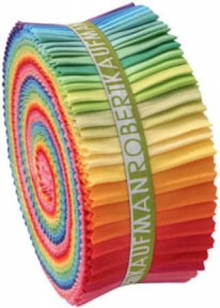 Kona cotton solids Roll-up - 2.5" strips in Brights