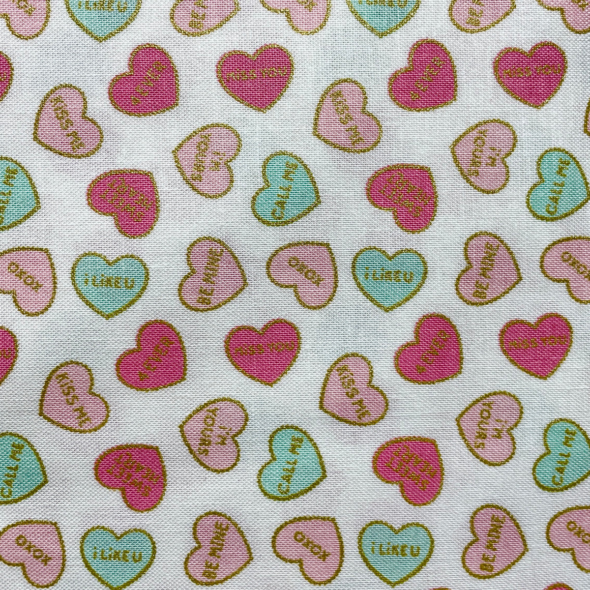 Conversation Hearts on white by Riley Blake Designs – The Common Thread