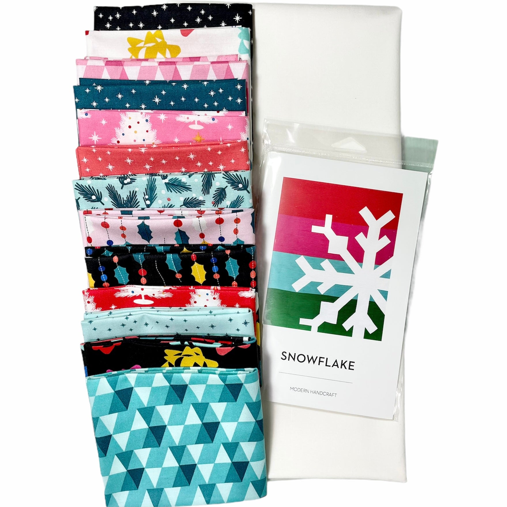 Snowflake quilt kit with Peppermint by FIGO
