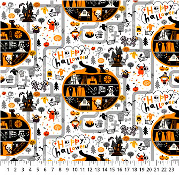 Halloween Town in Ghost white by Patrick Lose - 1 metre cut